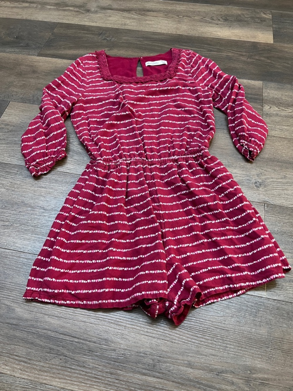 abercrombie kids Magenta Striped One-Piece Romper